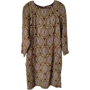 Brooks Brothers 100% Silk Shift Dress - Toast Lime Taupe - 10